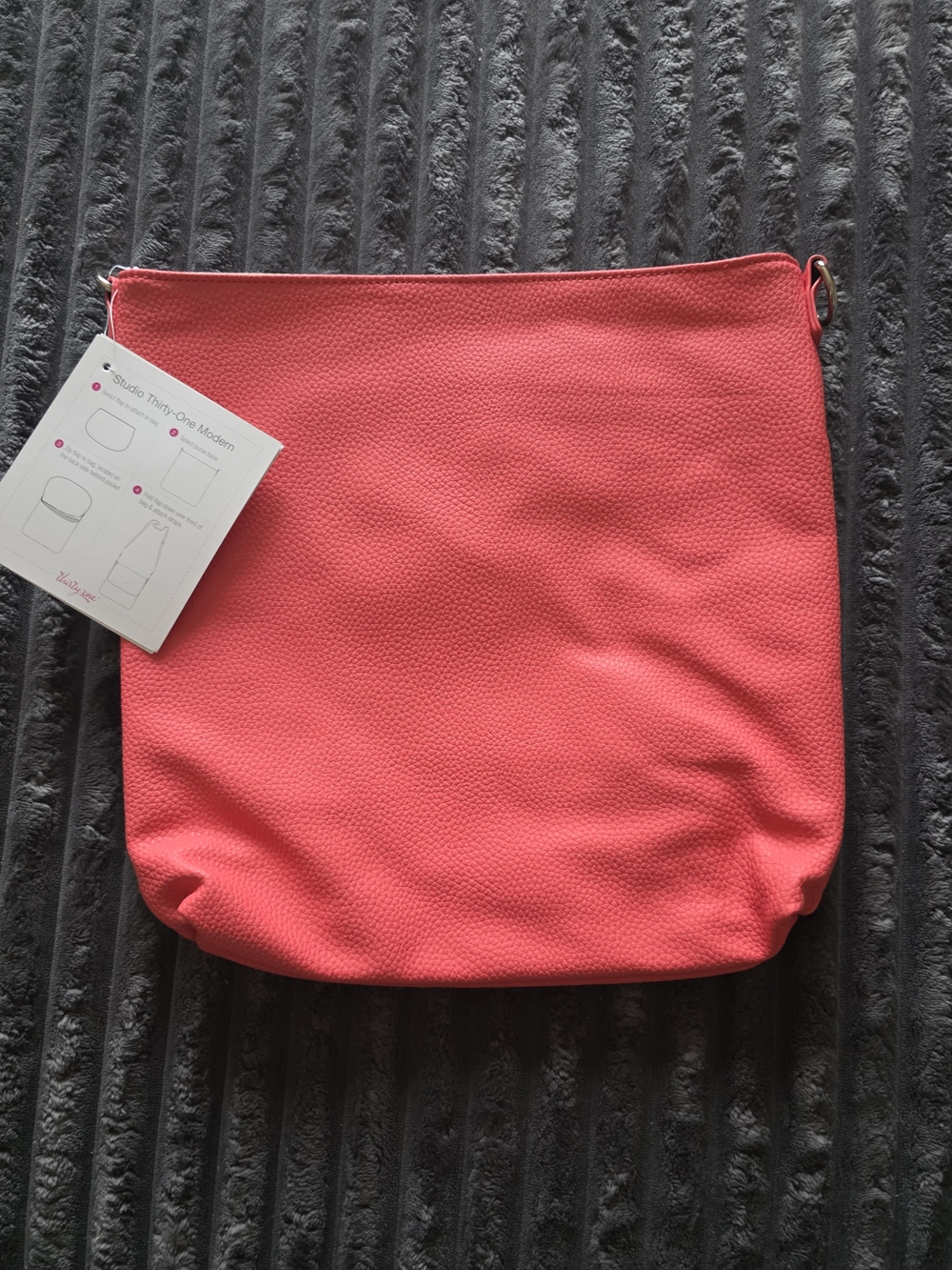 thirty-one Coral Pink Pebbled Crossbody Shoulder Bag